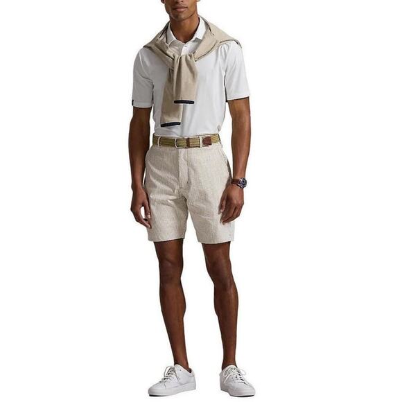 POLO RALPH LAUREN Men's Brown Striped 381 Bleecker 9" Seersucker Shorts Sz 32 - Picture 1 of 7